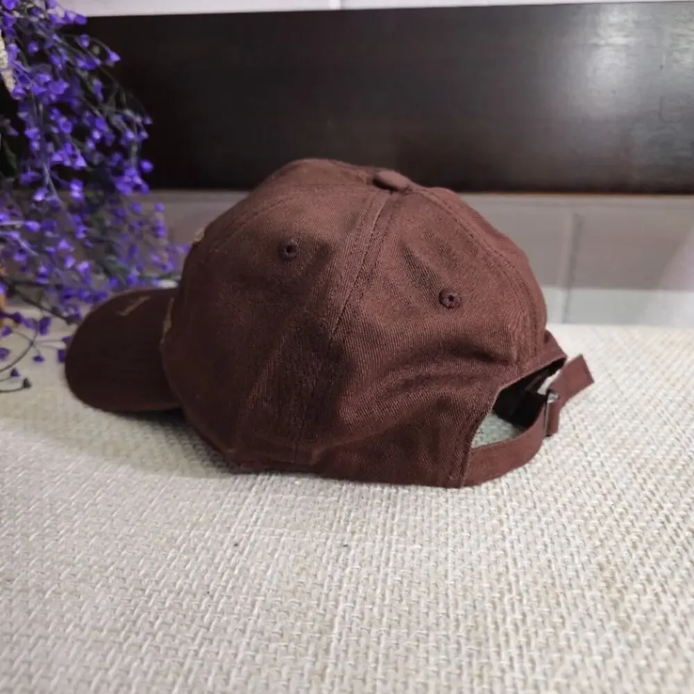 Distressed Cross Charm Dad Hat -- Brown/Silver -- OS -- Good Condition